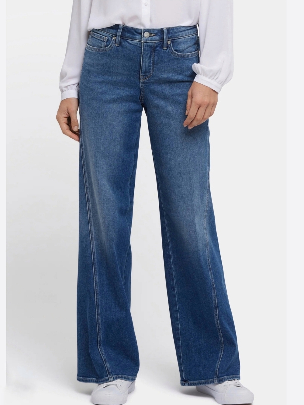 NYDJ NEW Teresa Contour Seams Wide Leg Jeans Romantic Wash SZ 12 Quiet Luxury